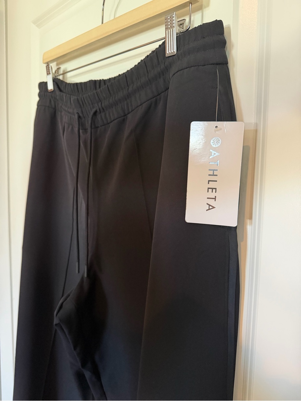 NWT Athleta Black Wide Leg Tuxedo Pants Size Large